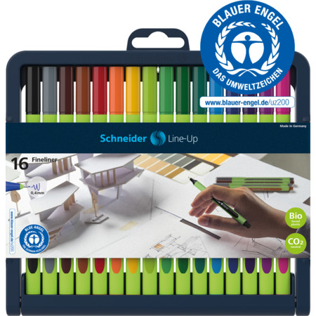 Line-Up pencil case stand Multipack Line width 0.4 mm Fineliner & Brush pens by Schneider